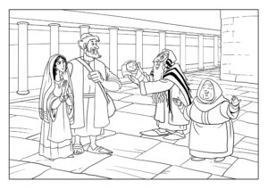 Dedication of Jesus. Josef, Mary, Simeon and Anna in the Temple